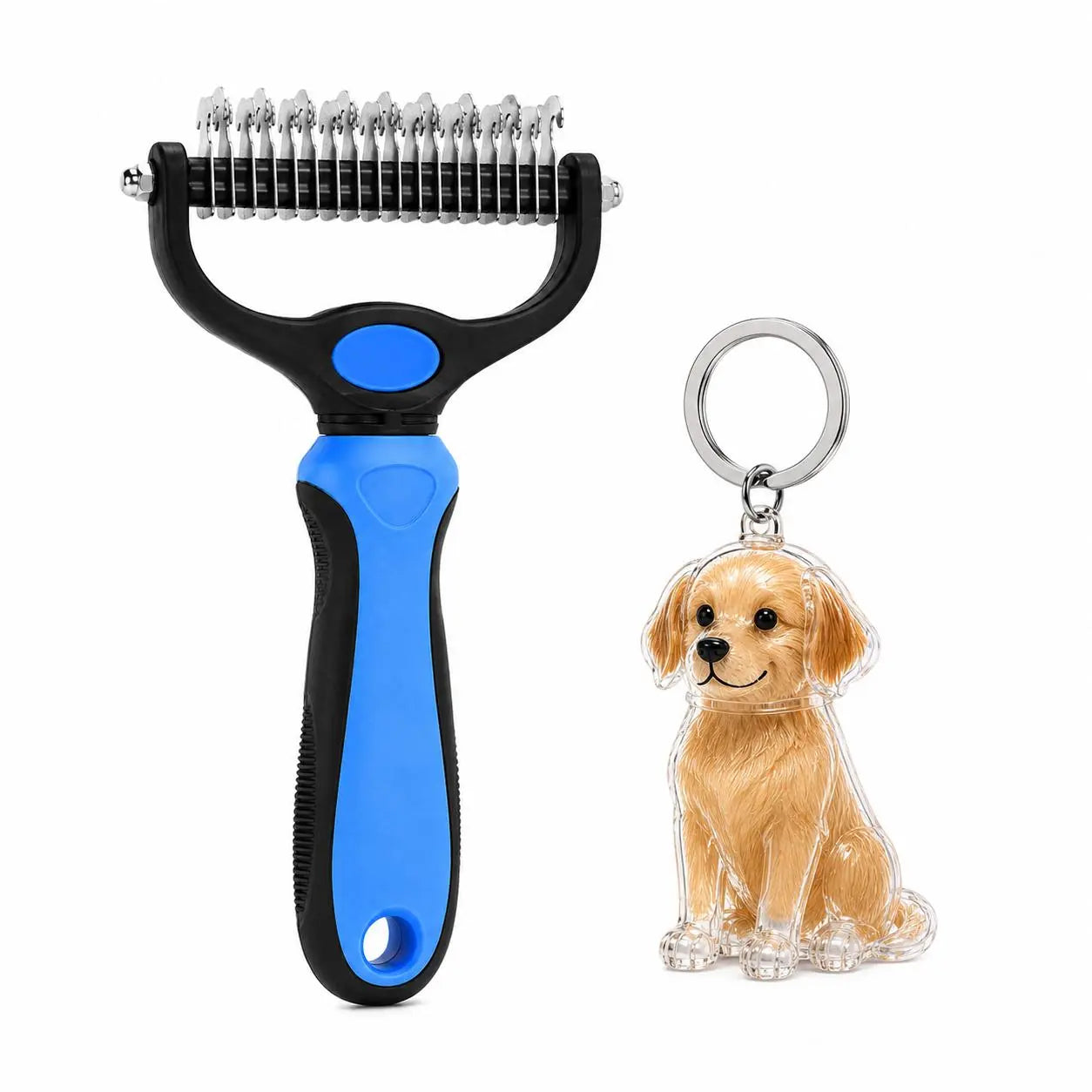 Professional Pet Dematting Undercoat Rake for Long-Haired Dogs and Cats, Double-Sided De-Shedding Brush, Pain-Free Tangle Remover to Minimize Shedding and Mats, Grooming Tool N2