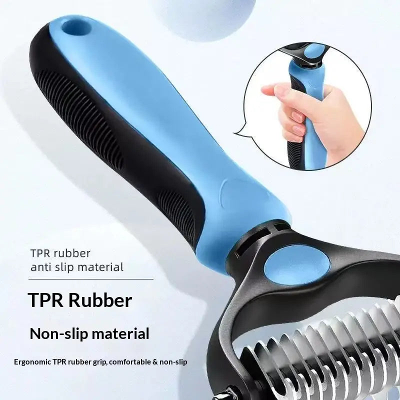 Professional Pet Dematting Undercoat Rake for Long-Haired Dogs and Cats, Double-Sided De-Shedding Brush, Pain-Free Tangle Remover to Minimize Shedding and Mats, Grooming Tool N2