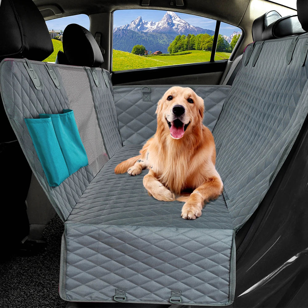 Waterproof Dog Car Seat Cover - Hammock Style Rear Seat Protector and Safety Carrier for Pets