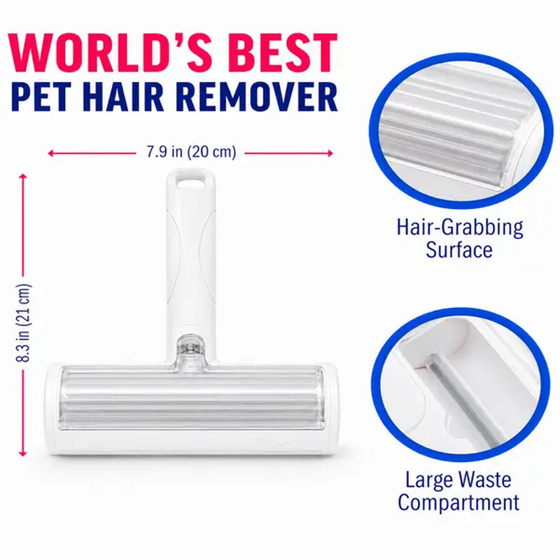 White Pet Hair Removal Roller – 20 Cm Wide Reusable Lint & Fur Cleaner for Sofas, Carpets, Bedding & Pet Mats – Easy One‑Touch Empty Grooming Tool for Cat & Dog Hair Cleanup Midyearsale