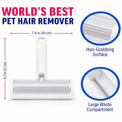 White Pet Hair Removal Roller – 20 Cm Wide Reusable Lint & Fur Cleaner for Sofas, Carpets, Bedding & Pet Mats – Easy One‑Touch Empty Grooming Tool for Cat & Dog Hair Cleanup Midyearsale