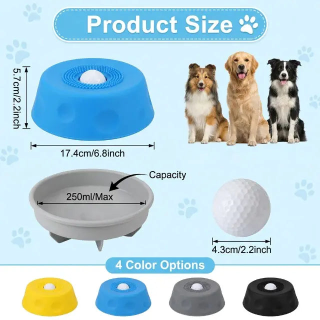 #Summervibes 3-In-1 Suction Slow Feeder Dog Lick Bowl, No-Spill Licking Mat with Built-In Treat Ball & Cleaning Brush, Interactive Anti-Slip Dog Bowl for Yogurt, Peanut Butter & Liquid Treats