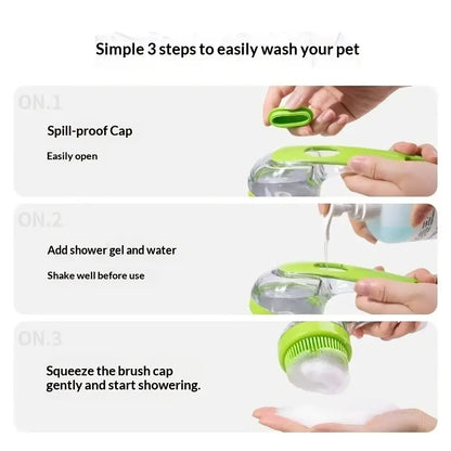 2-In-1 Pet Bath Brush & Shampoo Dispenser | Silicone Dog Grooming Tools Massage Scrubber
