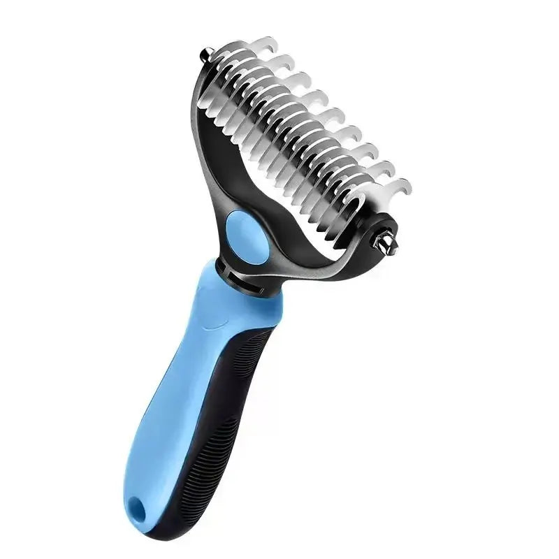Professional Pet Dematting Undercoat Rake for Long-Haired Dogs and Cats, Double-Sided De-Shedding Brush, Pain-Free Tangle Remover to Minimize Shedding and Mats, Grooming Tool N2