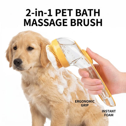 2-In-1 Pet Bath Brush & Shampoo Dispenser | Silicone Dog Grooming Tools Massage Scrubber