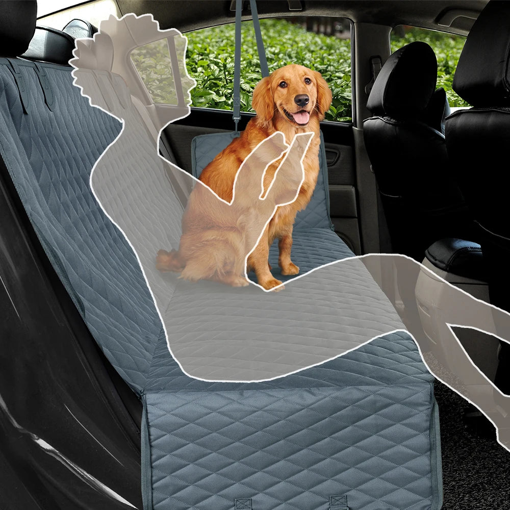 Waterproof Dog Car Seat Cover - Hammock Style Rear Seat Protector and Safety Carrier for Pets