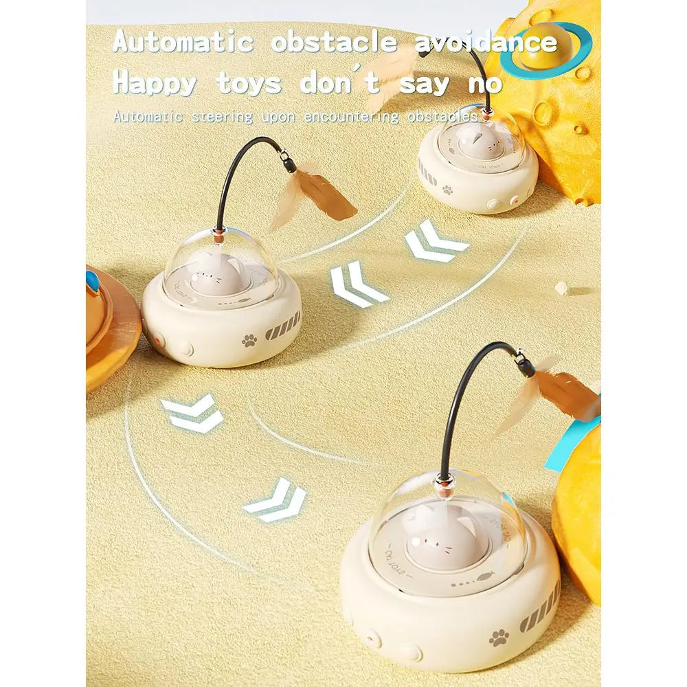 Cat Boredom Relief Toy, 2-In-1 Smart Laser & Feather Wand, Automatic Rotating Interactive Toy for Indoor Cats, Durable Anti-Demolition Self-Play, Electric Pet Toy for Furry Friends