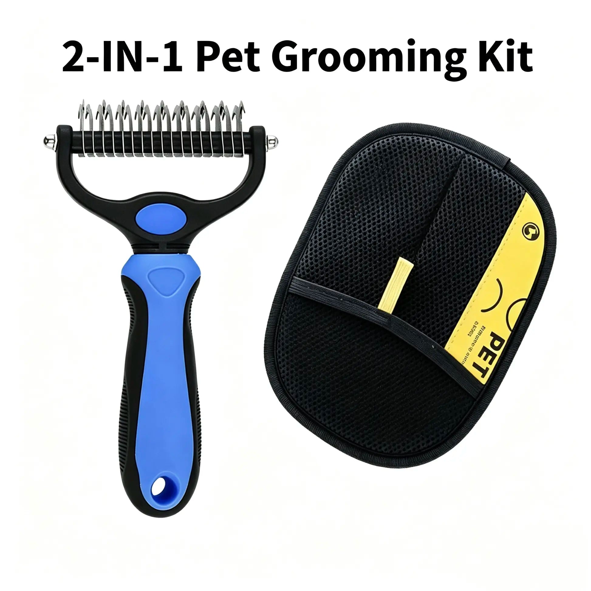 Professional Pet Dematting Undercoat Rake for Long-Haired Dogs and Cats, Double-Sided De-Shedding Brush, Pain-Free Tangle Remover to Minimize Shedding and Mats, Grooming Tool N2