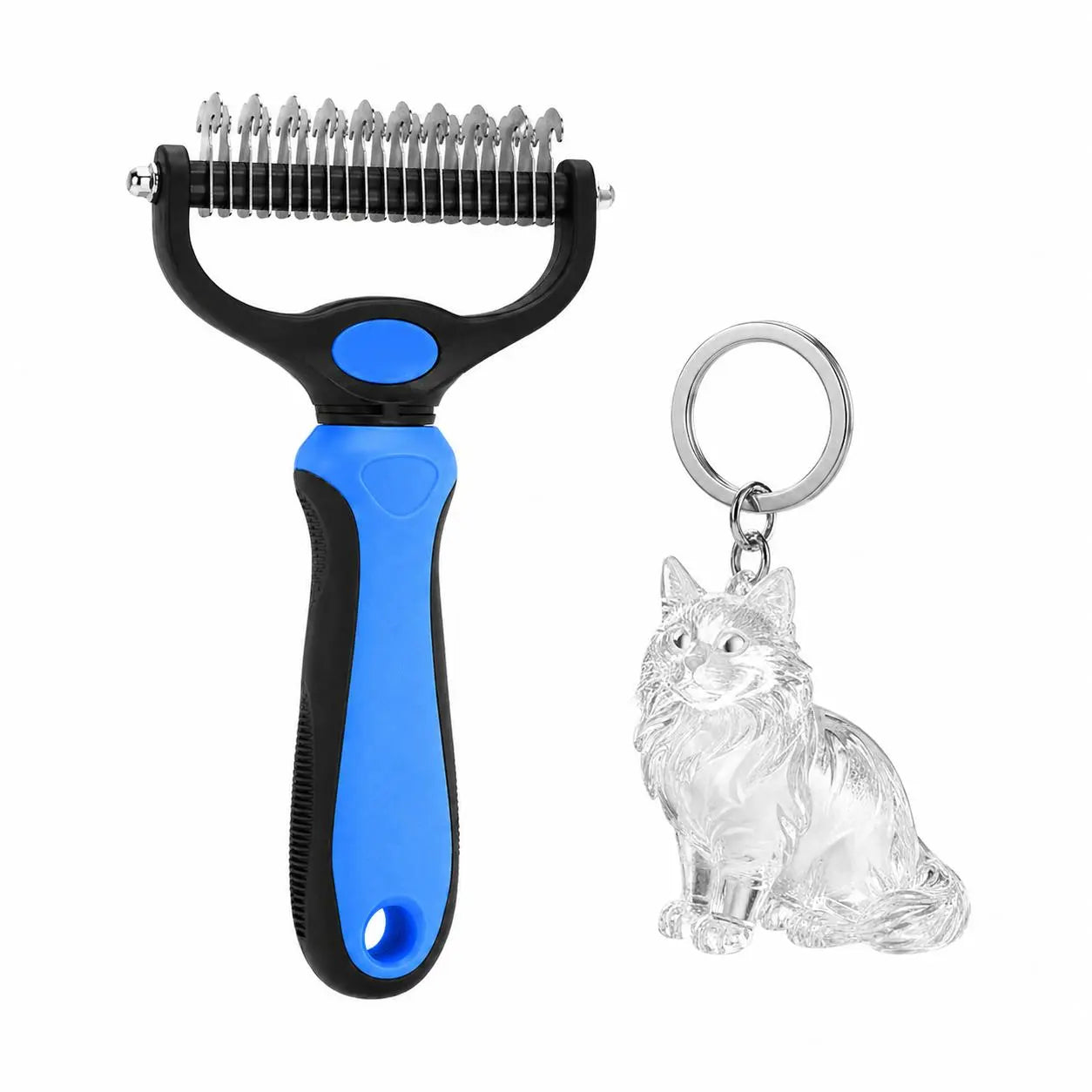 Professional Pet Dematting Undercoat Rake for Long-Haired Dogs and Cats, Double-Sided De-Shedding Brush, Pain-Free Tangle Remover to Minimize Shedding and Mats, Grooming Tool N2