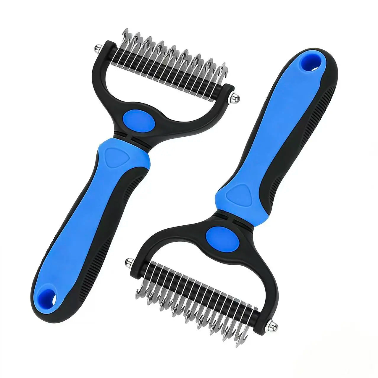 Professional Pet Dematting Undercoat Rake for Long-Haired Dogs and Cats, Double-Sided De-Shedding Brush, Pain-Free Tangle Remover to Minimize Shedding and Mats, Grooming Tool N2