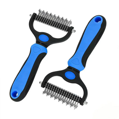 Professional Pet Dematting Undercoat Rake for Long-Haired Dogs and Cats, Double-Sided De-Shedding Brush, Pain-Free Tangle Remover to Minimize Shedding and Mats, Grooming Tool N2