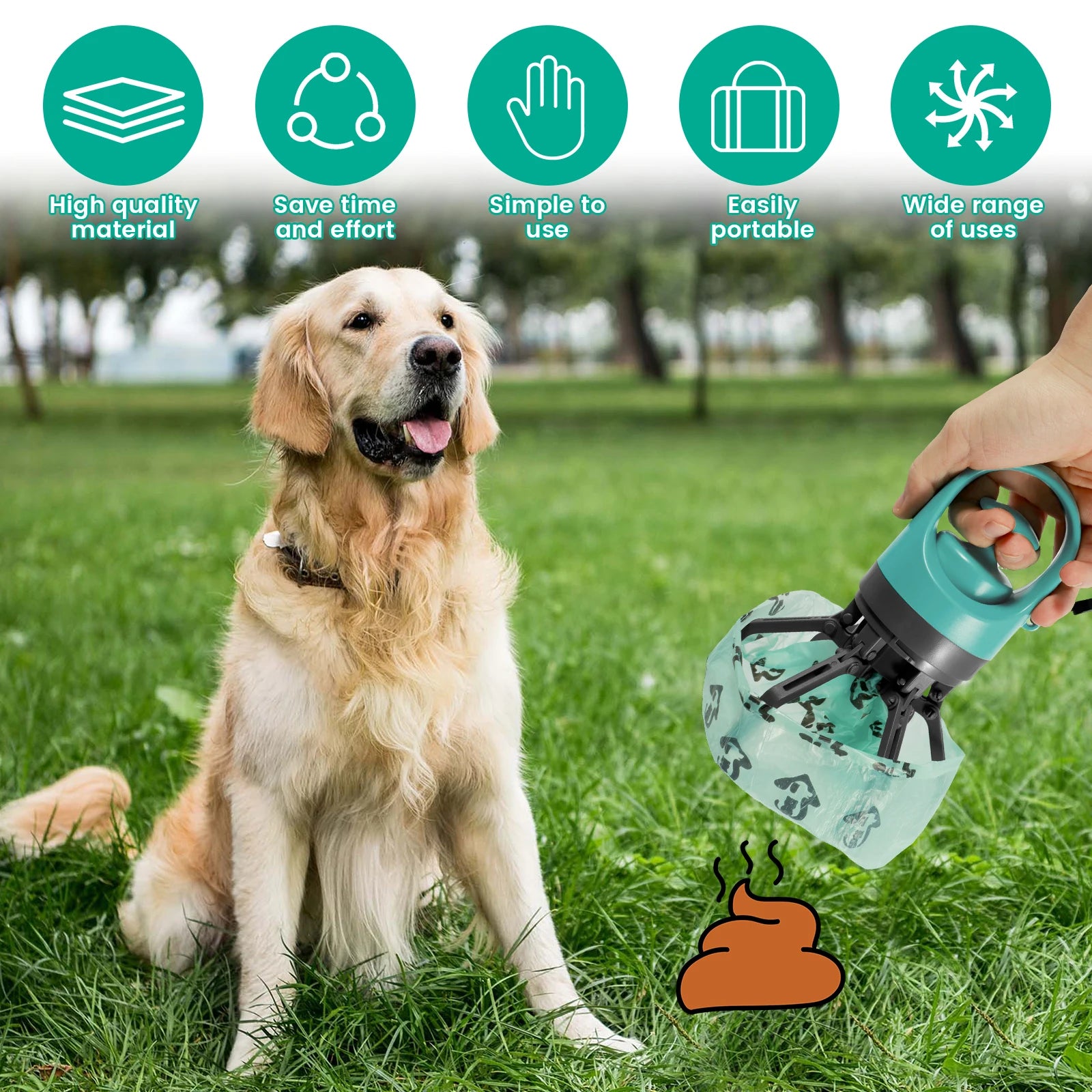 Portable Outdoor Pet Waste Disposal Bag with Dog Fecal Shovel Dispenser