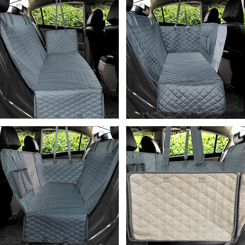 Waterproof Dog Car Seat Cover - Hammock Style Rear Seat Protector and Safety Carrier for Pets