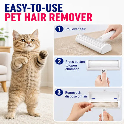 White Pet Hair Removal Roller – 20 Cm Wide Reusable Lint & Fur Cleaner for Sofas, Carpets, Bedding & Pet Mats – Easy One‑Touch Empty Grooming Tool for Cat & Dog Hair Cleanup Midyearsale