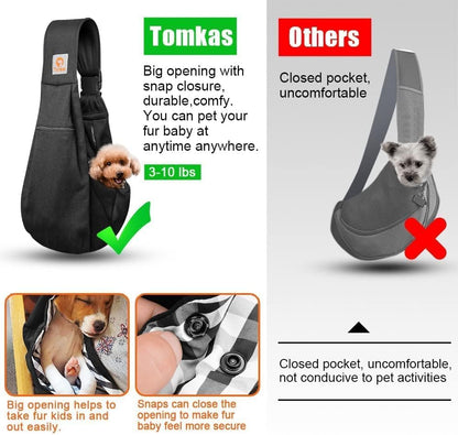 Small Dog Sling Carrier - Suitable for Puppies (Black, M - Zip Pocket & Adjust Strap)