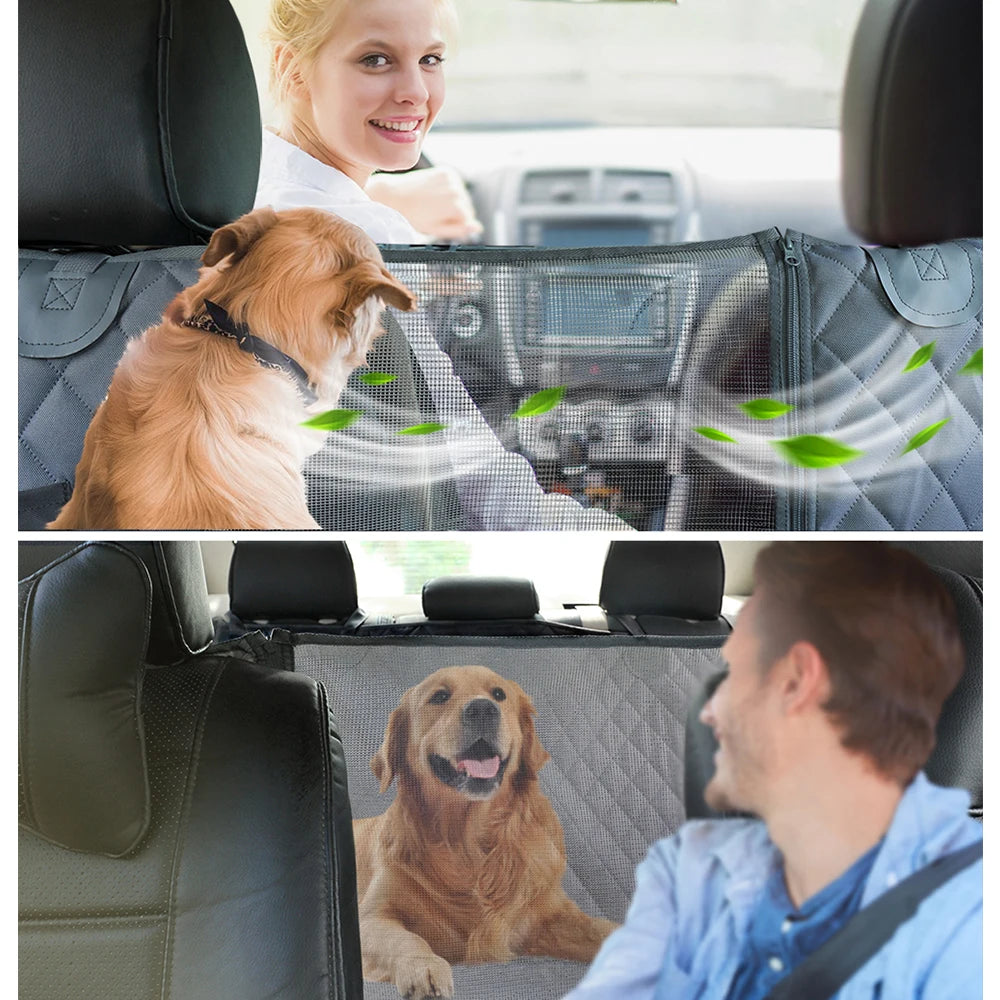 Waterproof Dog Car Seat Cover - Hammock Style Rear Seat Protector and Safety Carrier for Pets