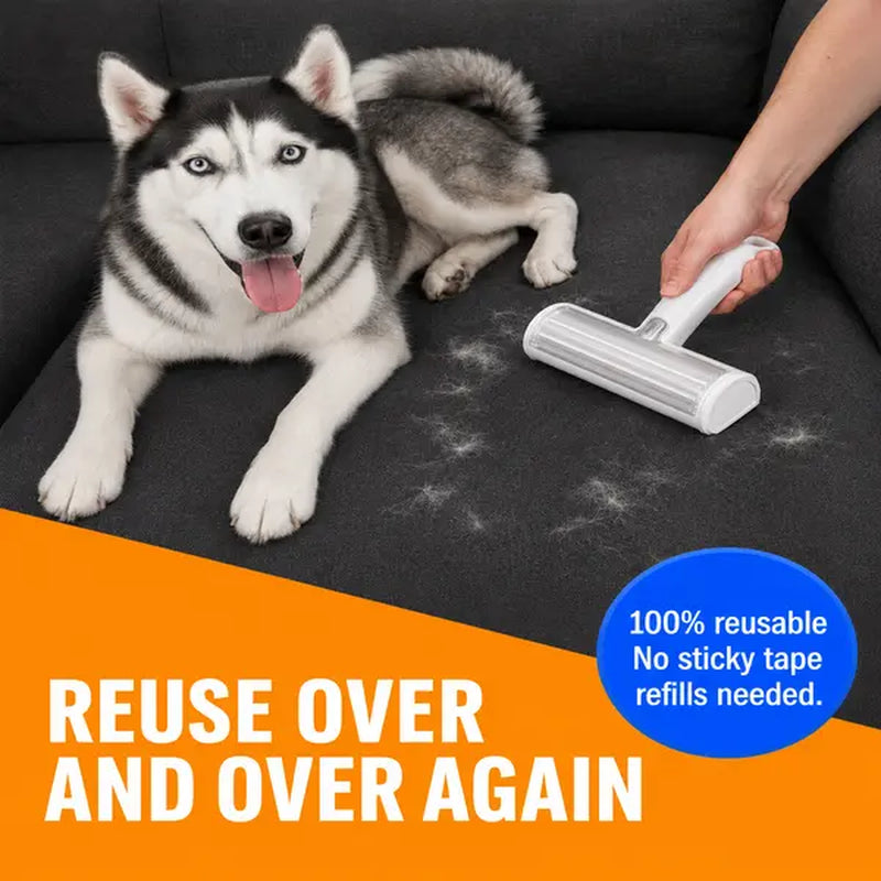 White Pet Hair Removal Roller – 20 Cm Wide Reusable Lint & Fur Cleaner for Sofas, Carpets, Bedding & Pet Mats – Easy One‑Touch Empty Grooming Tool for Cat & Dog Hair Cleanup Midyearsale