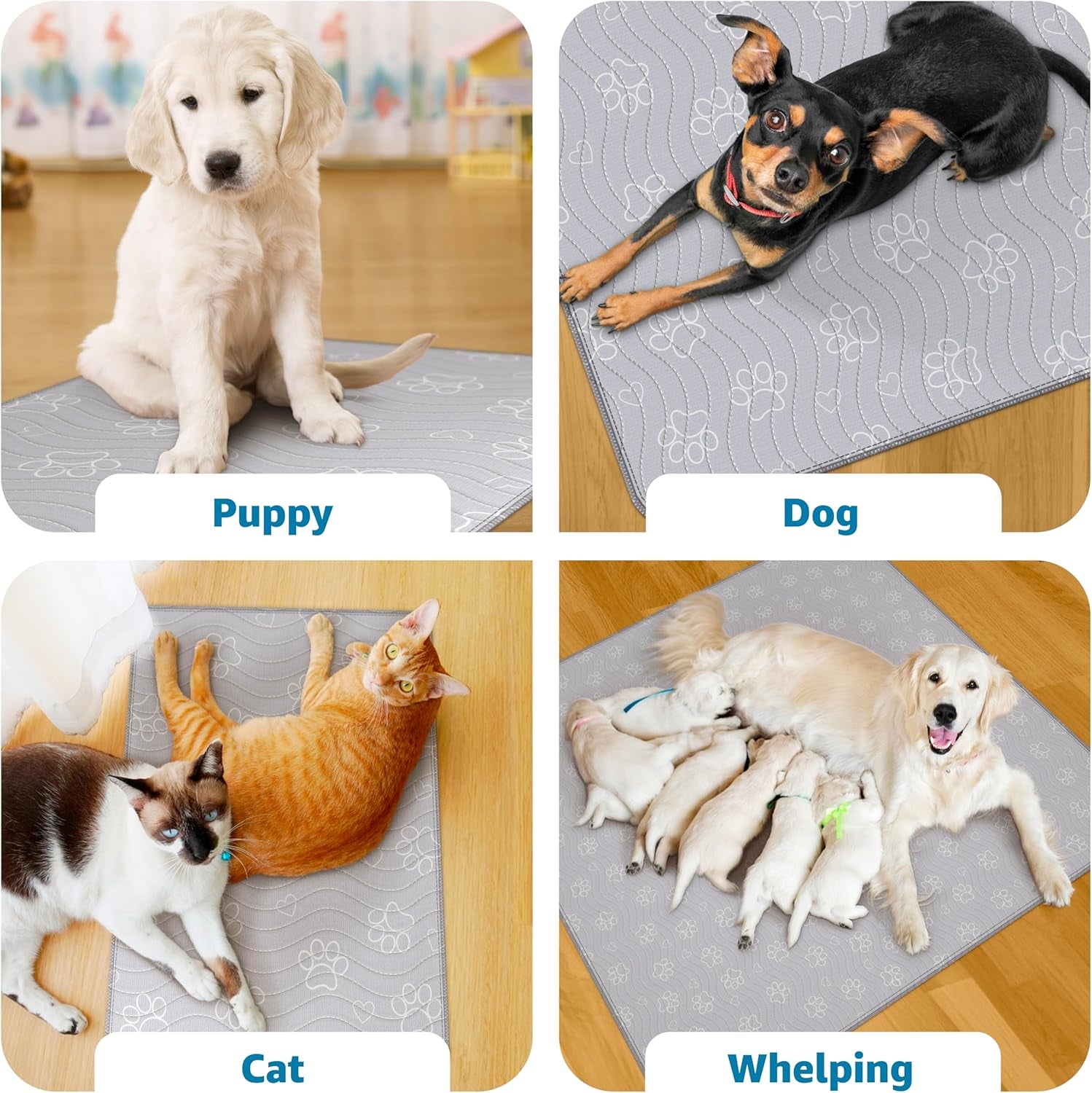 Reusable Waterproof Puppy Pad - Extra-Absorbent and Washable Potty Solution for Dog Training and Whelping - Quick-Drying Floor Protection - 2 Pack, 36" x 41