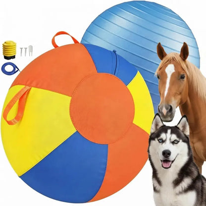 10/18/22"Bite Resistant Inflatable Dog Balls - Tear-Resistant Inflatable Toy with Heavy-Duty Handle Cover & Pump - Durable Exercise Ball for Large Pets (Medium) Set Big Resistance