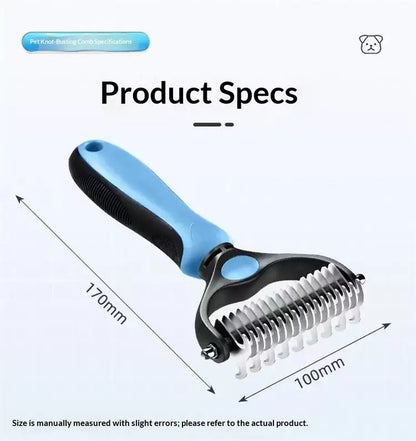Professional Pet Dematting Undercoat Rake for Long-Haired Dogs and Cats, Double-Sided De-Shedding Brush, Pain-Free Tangle Remover to Minimize Shedding and Mats, Grooming Tool N2